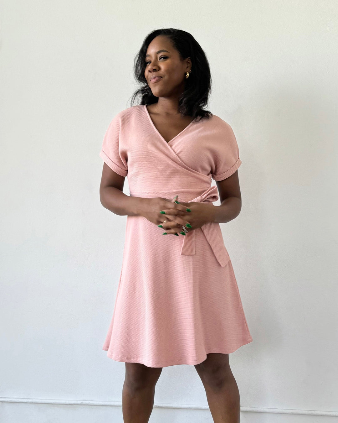knit rose dress ALOE waffle knit dress in Earthy Rose Elegantees