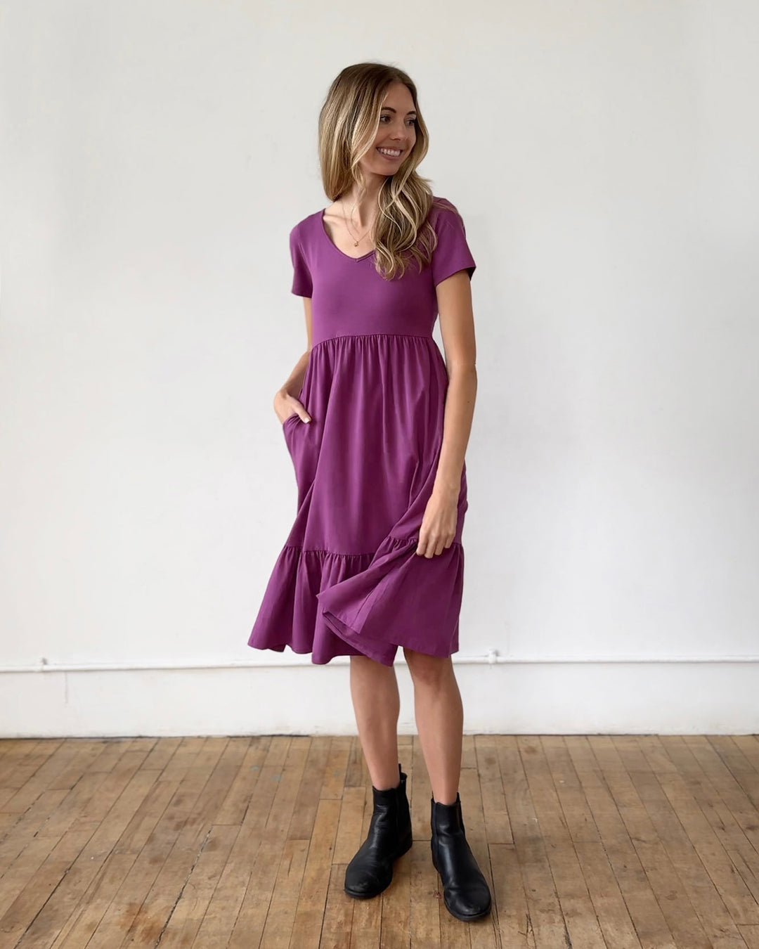 JAYDE tiered dress in Deep Lilac – Elegantees JAYDE tiered dress in Deep Lilac – Elegantees