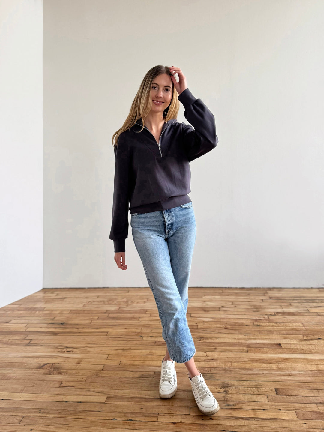 ASHER zip pullover in Gunmetal