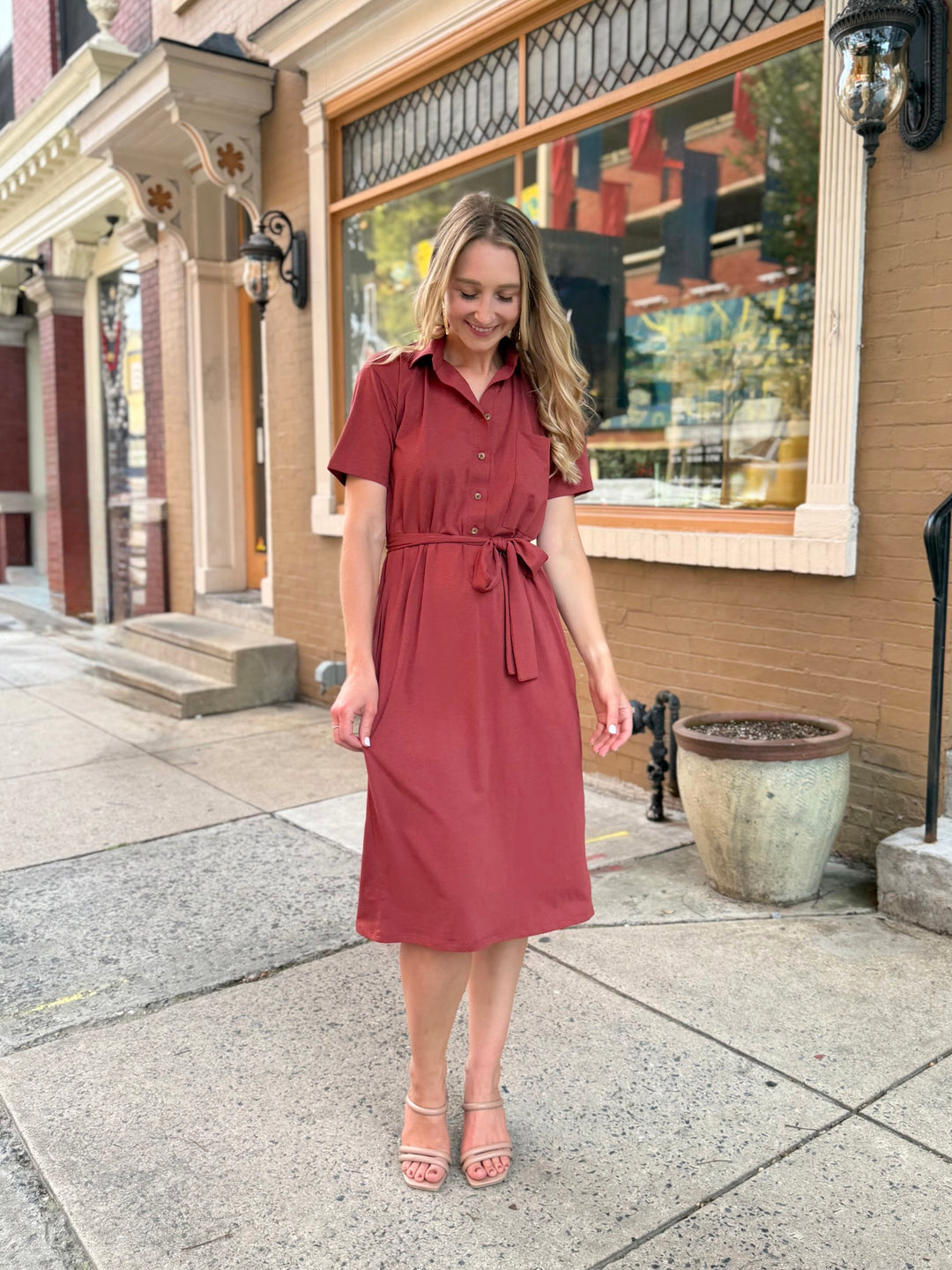 VANYA dress in Earthy Red