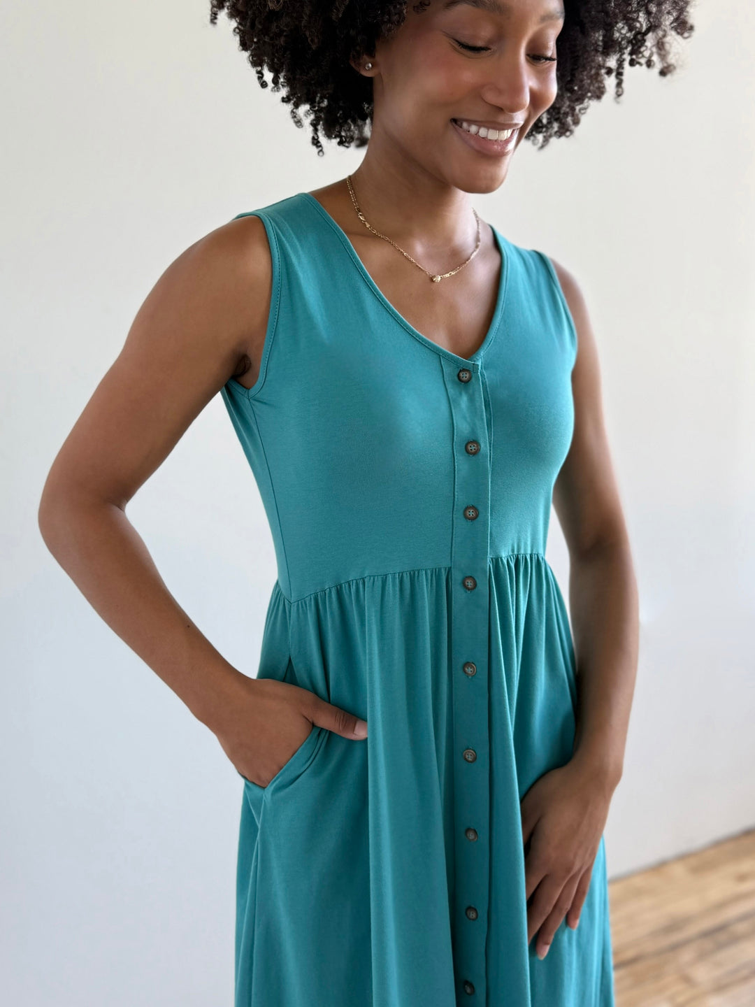 SUNSET dress in Marine Teal