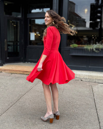 LOUISE dress in Bright Ruby