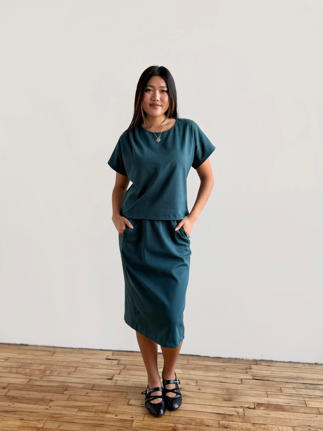 DANIELLE heavy-knit skirt in Deep Sea
