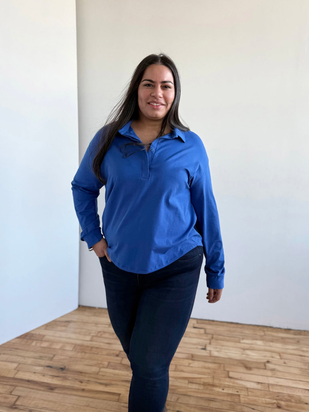 MICAH jersey top in Blue Iolite