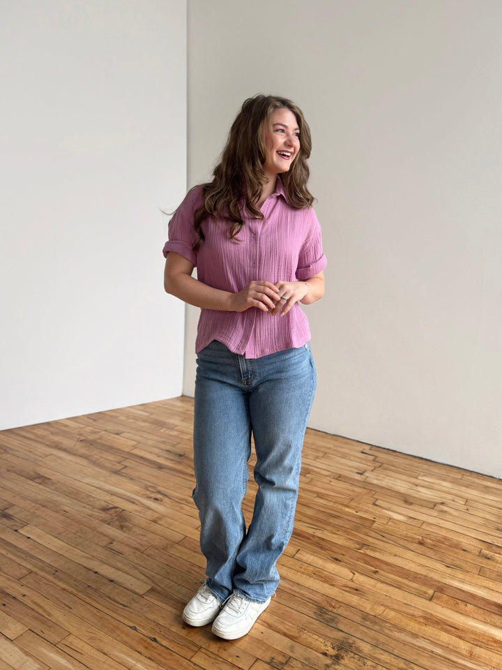CARROLL gauze boxy shirt in Soft Orchid