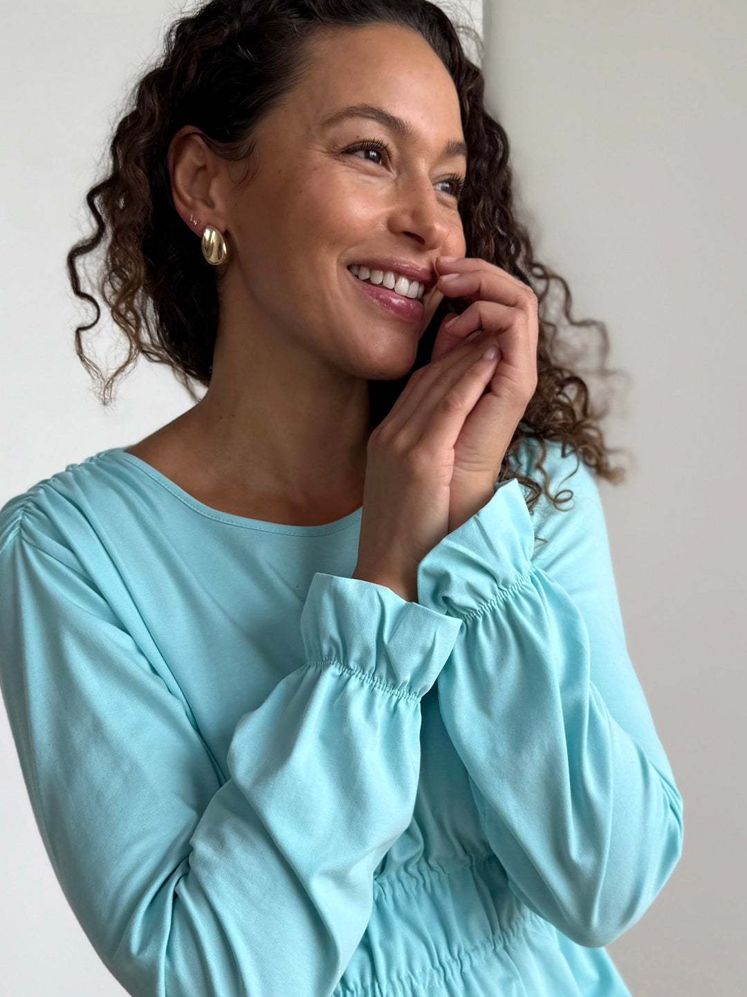 IRINA jersey top in Crisp Aqua