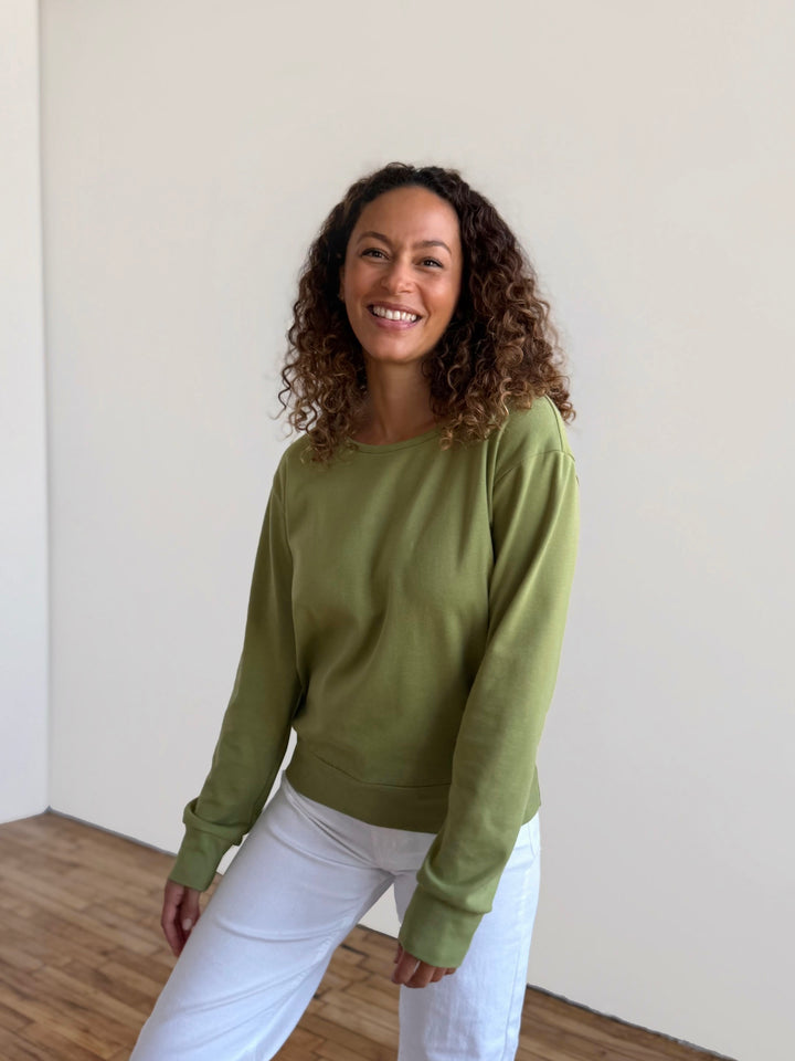 PERCY heavy knit top in Grass Green