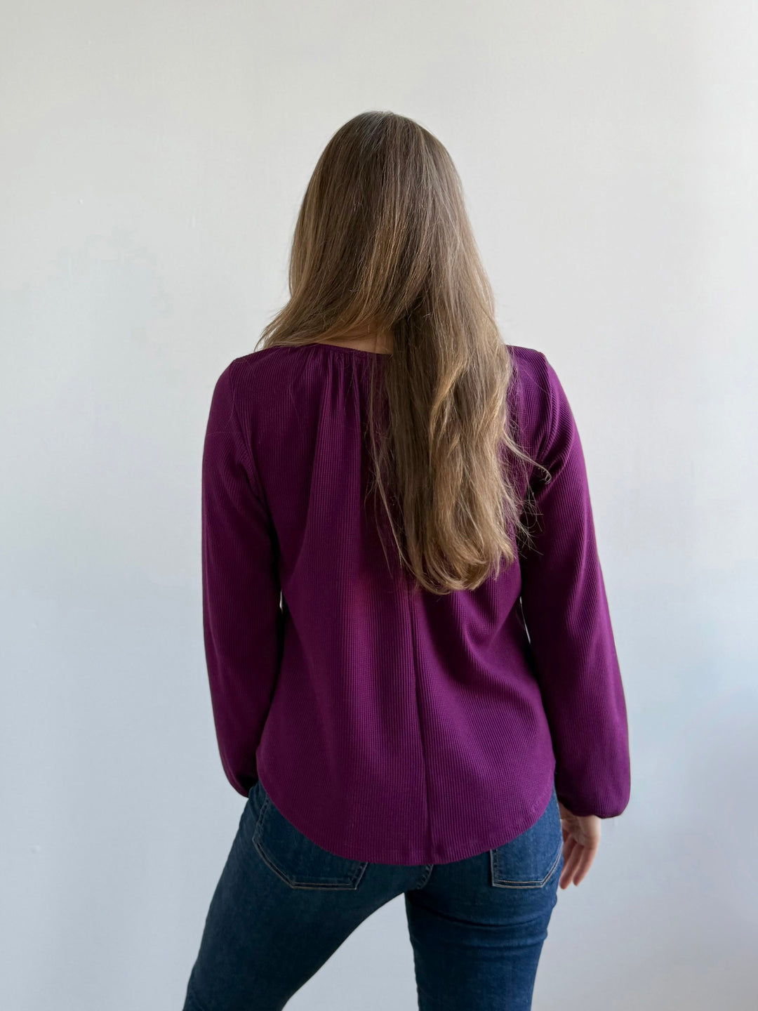 VIVIAN waffle knit top in Purple Jewel