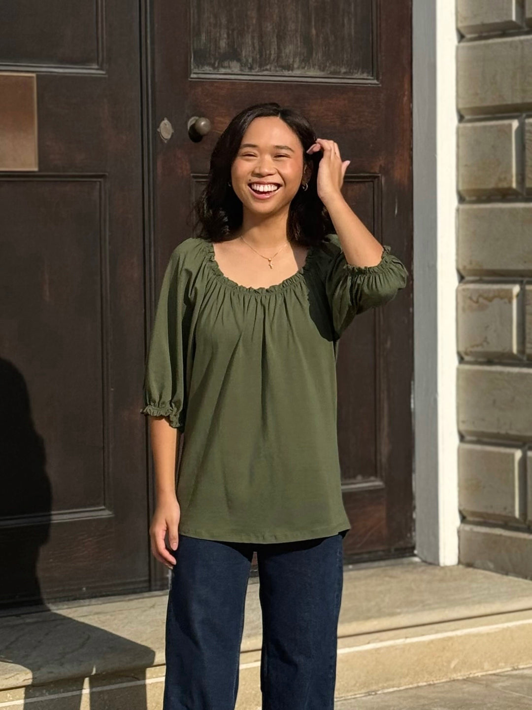 DELPHINE top in Meadow Green