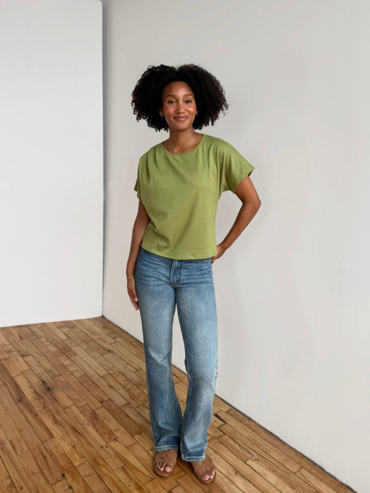 JEANINE heavy-knit top in Grass Green