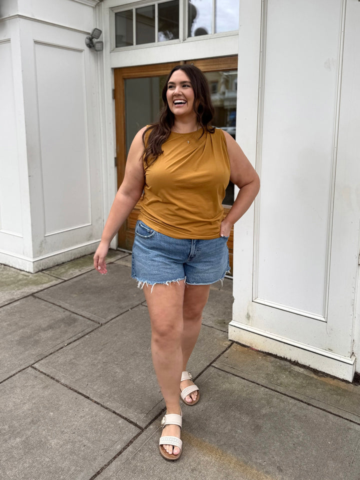 CHARLI draped top in Light Amber