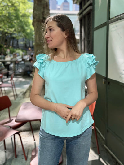 LILOU top in Crisp Aqua