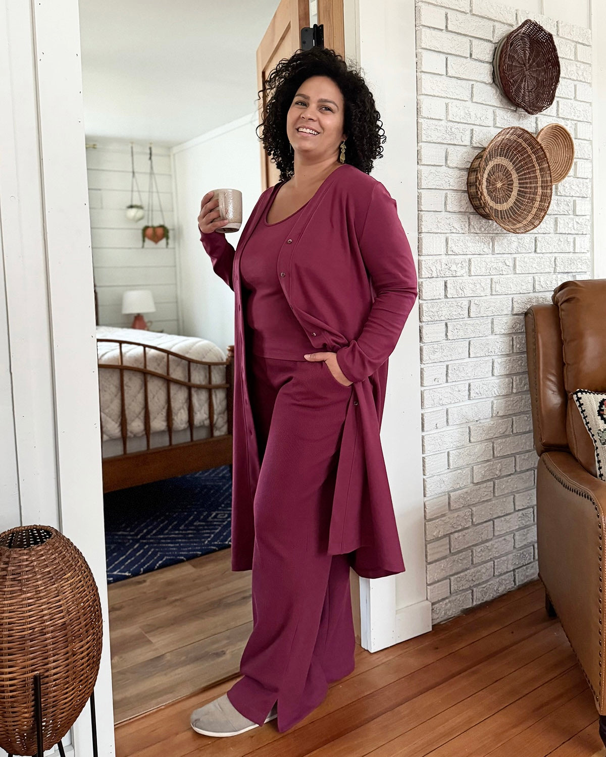 LENA doubleknit duster/dress in Raspberry