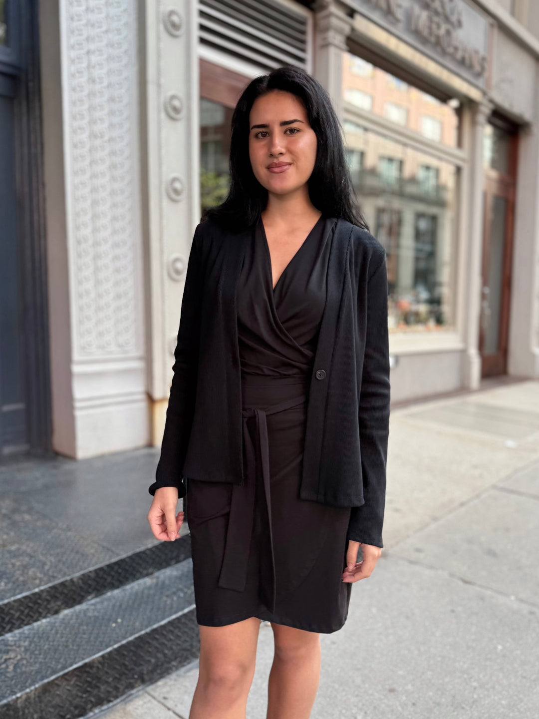 JUDE rib-knit fitted cardigan in Black