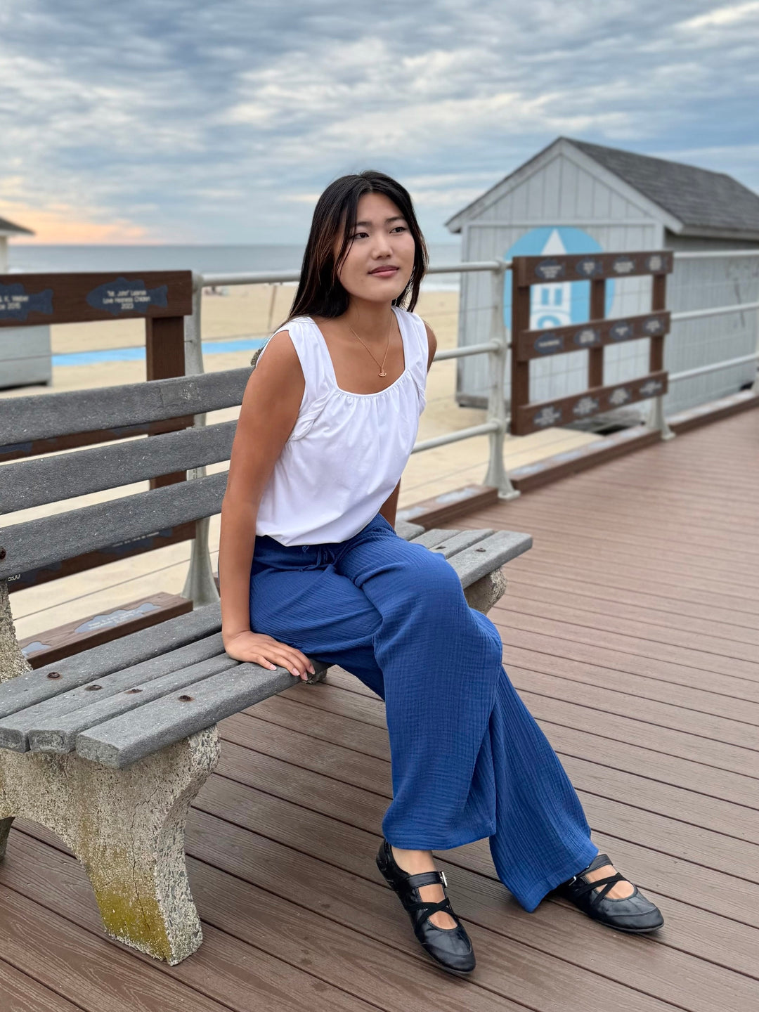 FLORENCE gauze pants in Bluebird