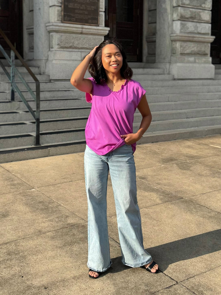 YAZMINE top in Magenta Bloom