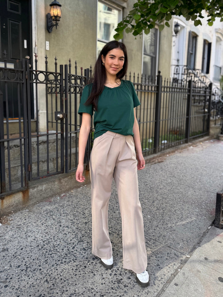 LONDON heavy knit pants in Desert Sand