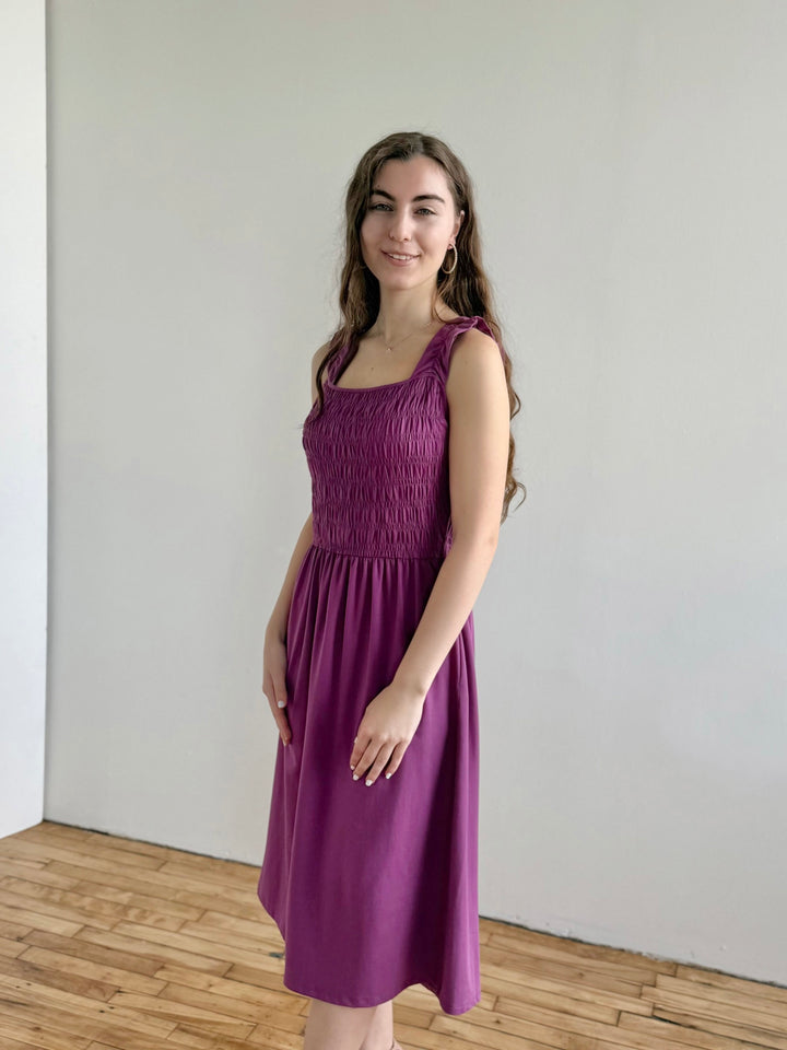 ARTESIA smocked dress in Deep Lilac