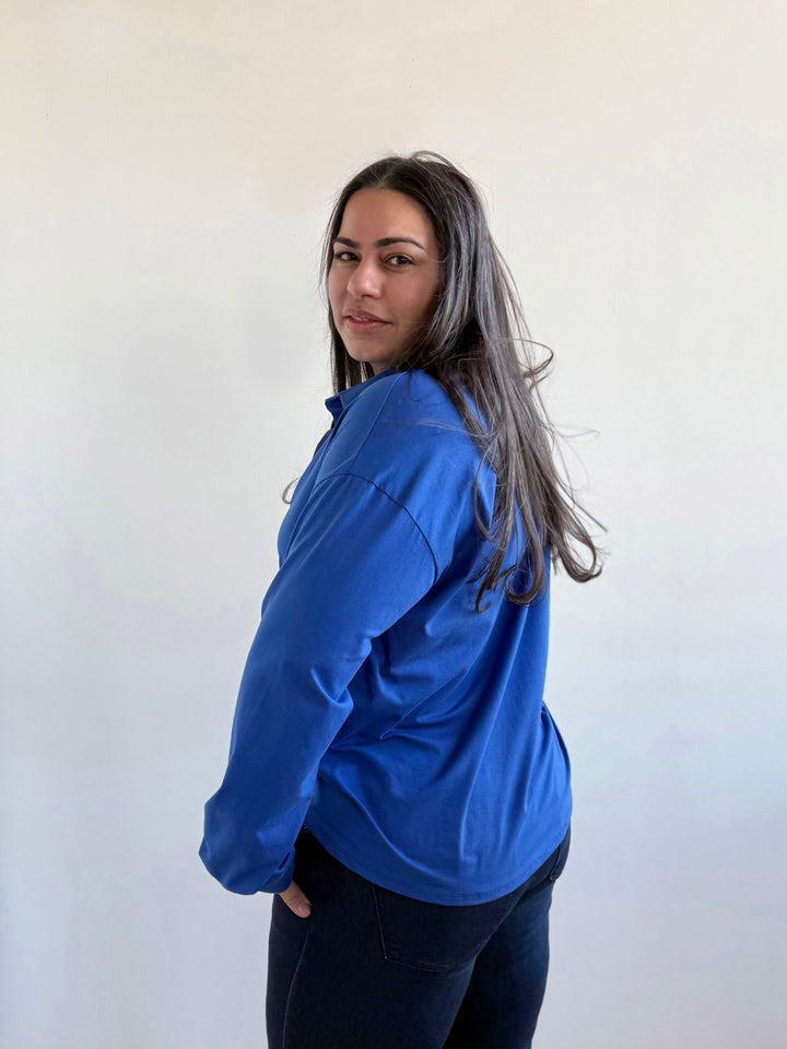 MICAH jersey top in Blue Iolite