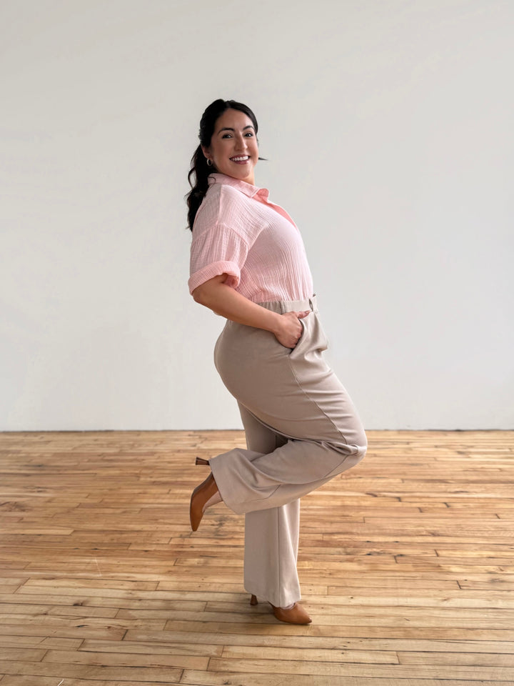 CARROLL gauze boxy shirt in Petal Pink