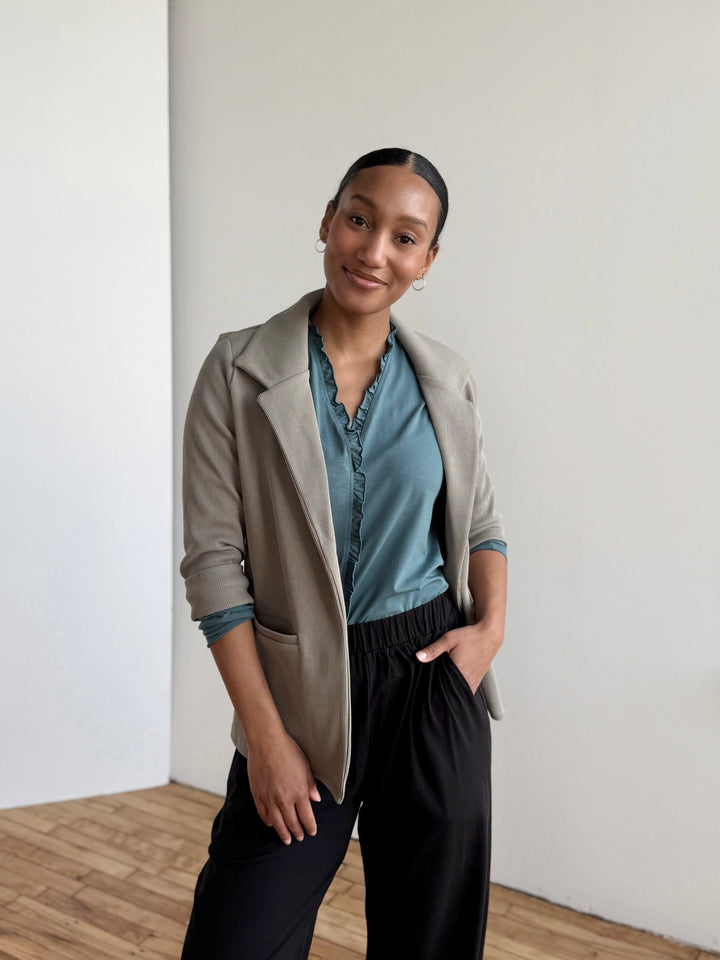 CROSBY rib knit blazer in Light Sage