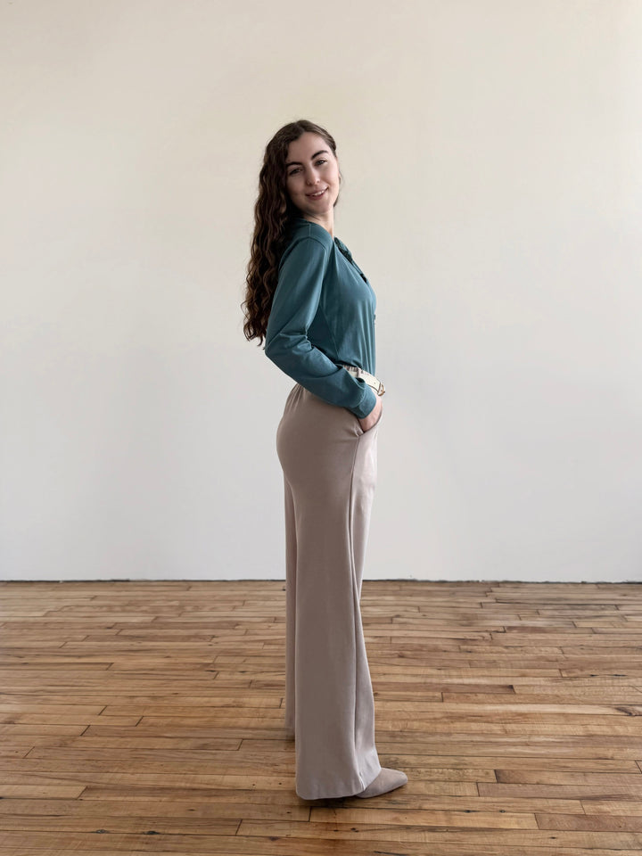 LONDON heavy knit pants in Desert Sand