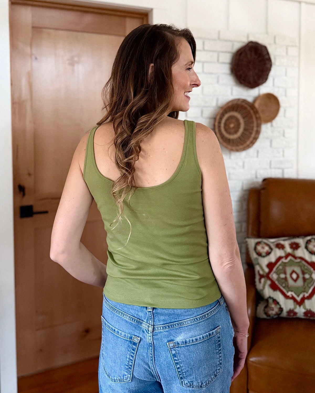 GRACE doubleknit tank in Grass Green