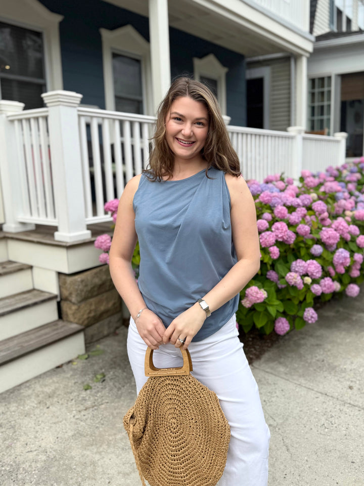 CHARLI draped top in Blue Dusk