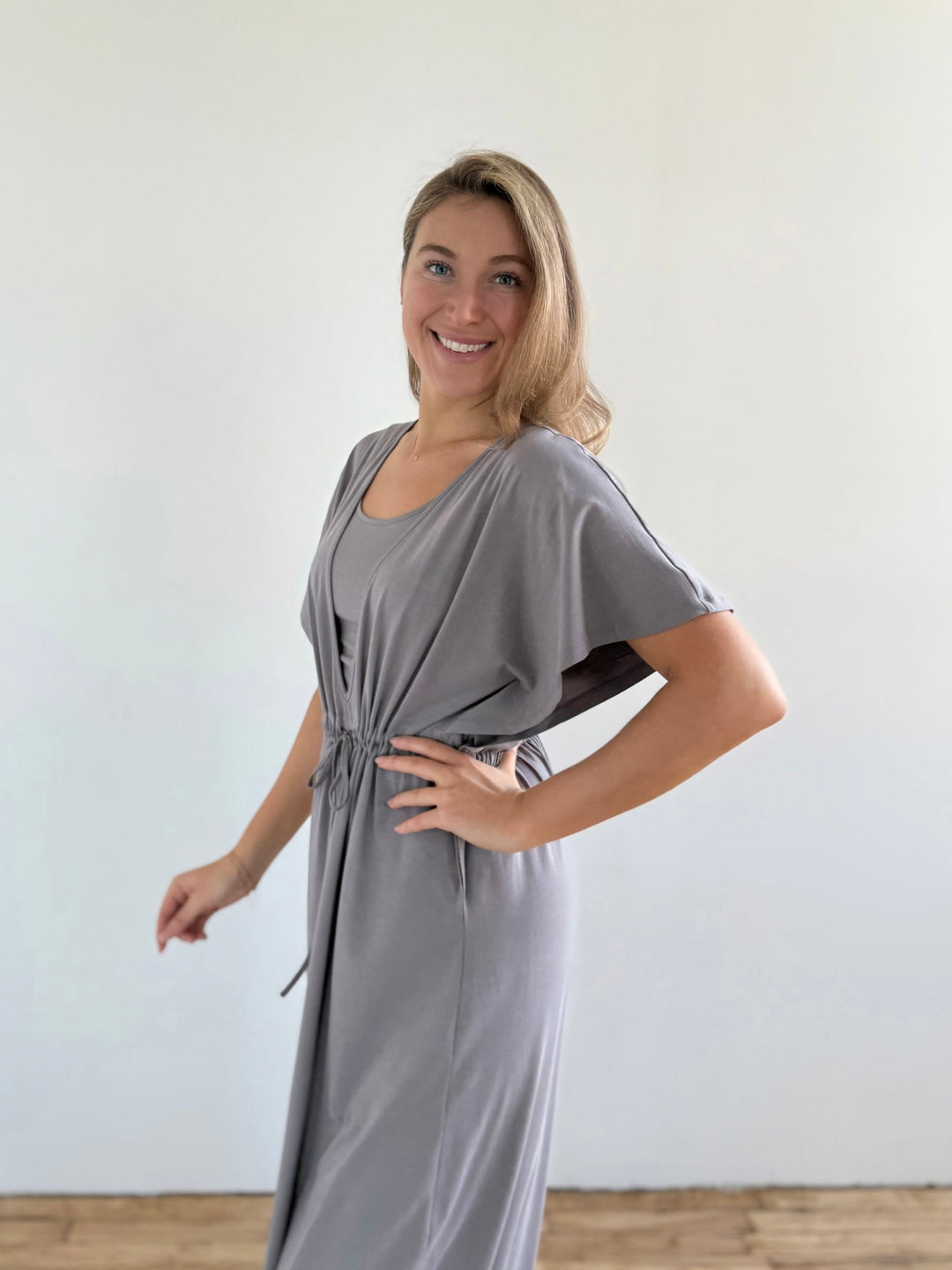 GIANNA swim cover-up dress in Circular Grey