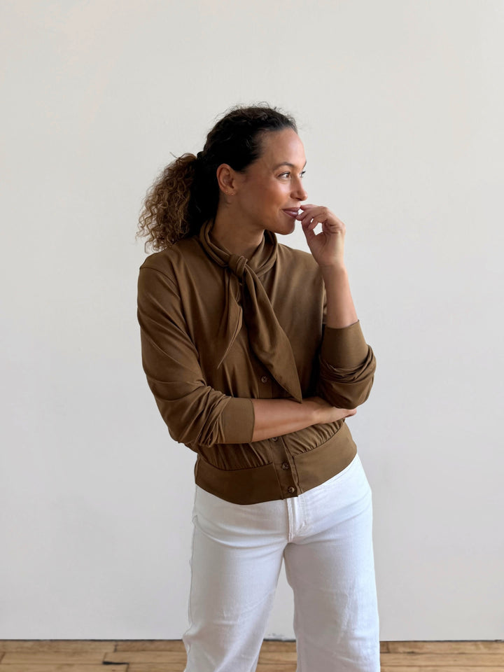 EUGENIE cardigan/top in Kona Brown