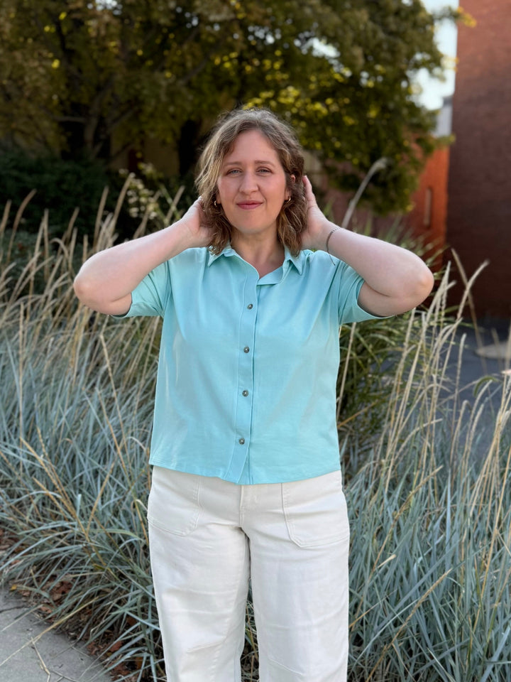 INES boxy shirt in Crisp Aqua