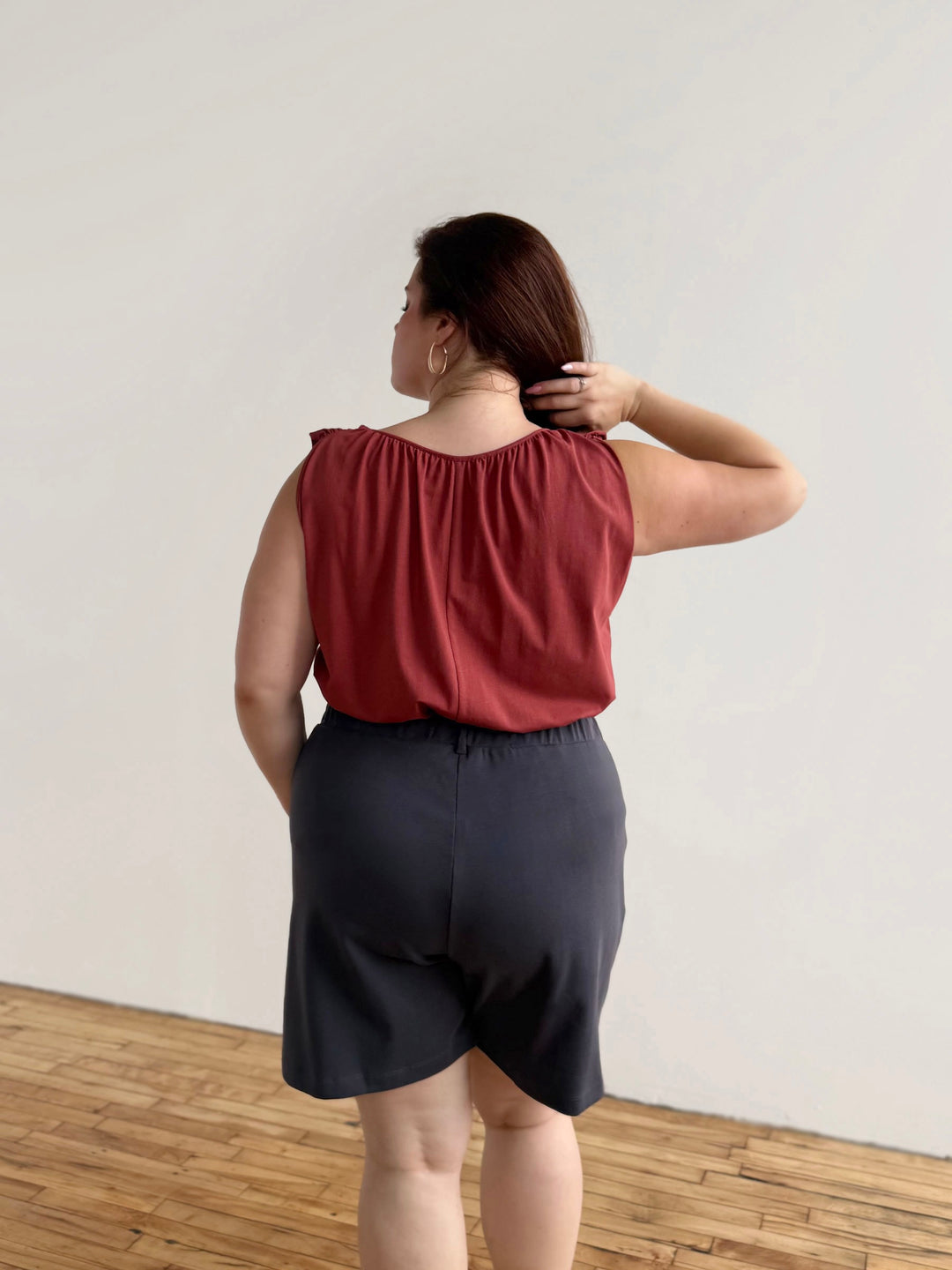 AVERIE heavy knit shorts in Gunmetal
