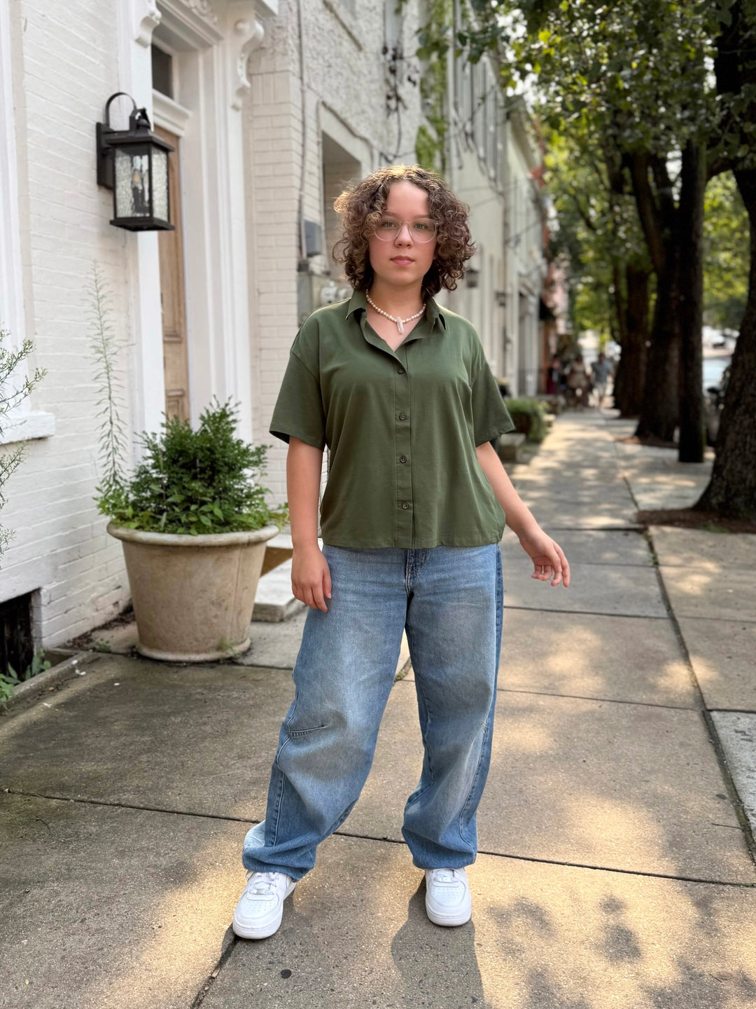 INES boxy shirt in Meadow Green