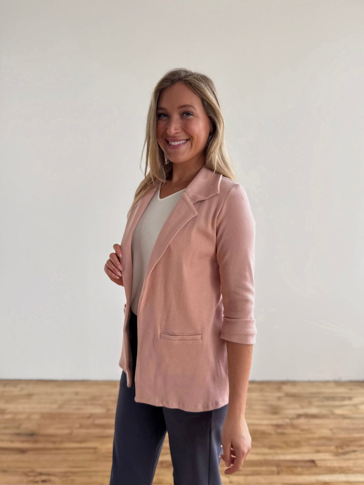 CROSBY rib knit blazer in Vintage Peach
