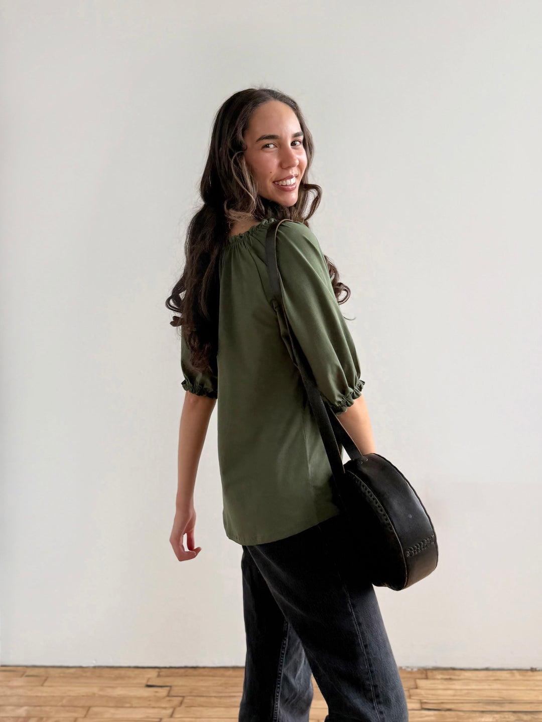 DELPHINE top in Meadow Green