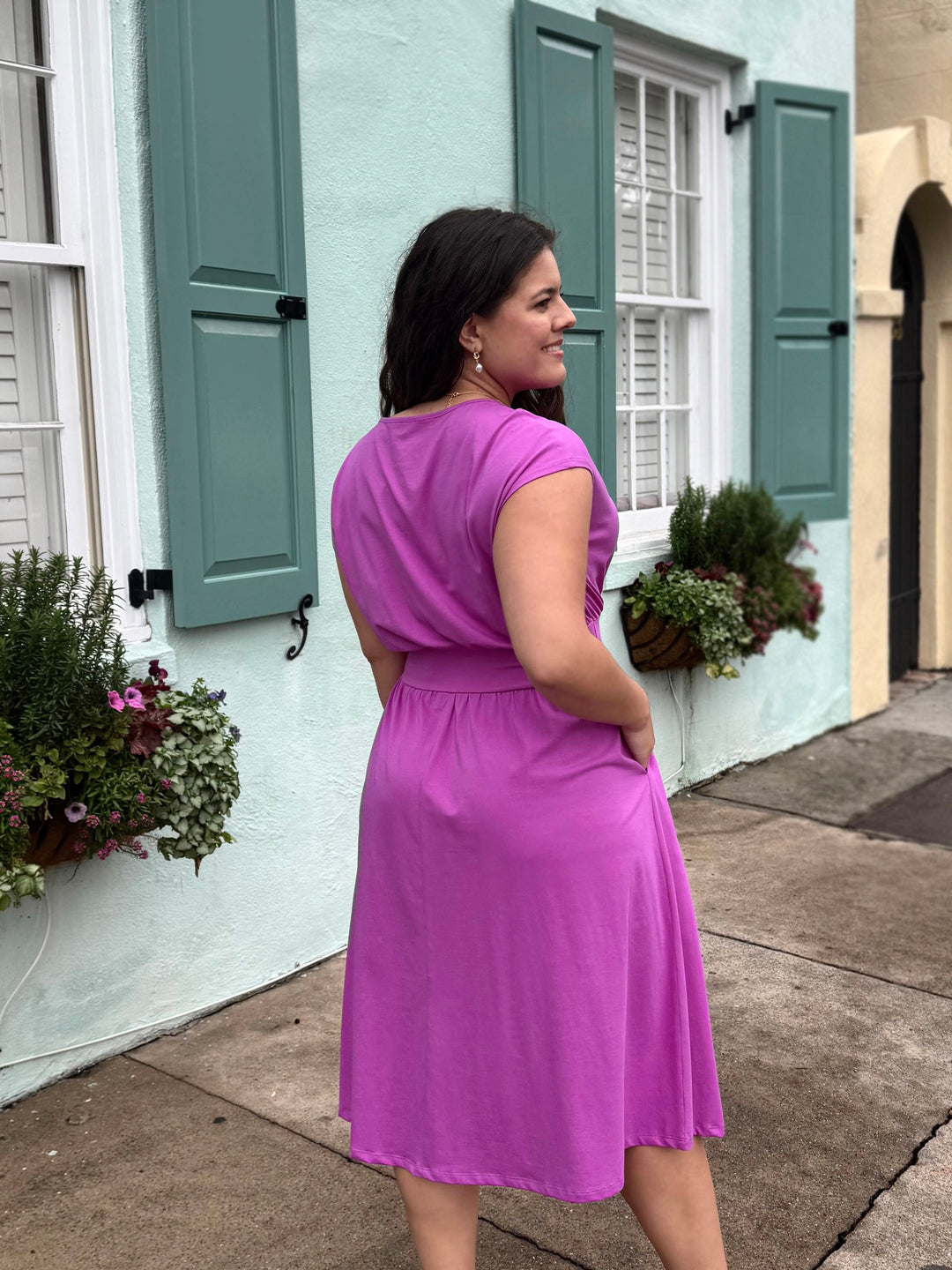 CATHERINE dress in Magenta Bloom