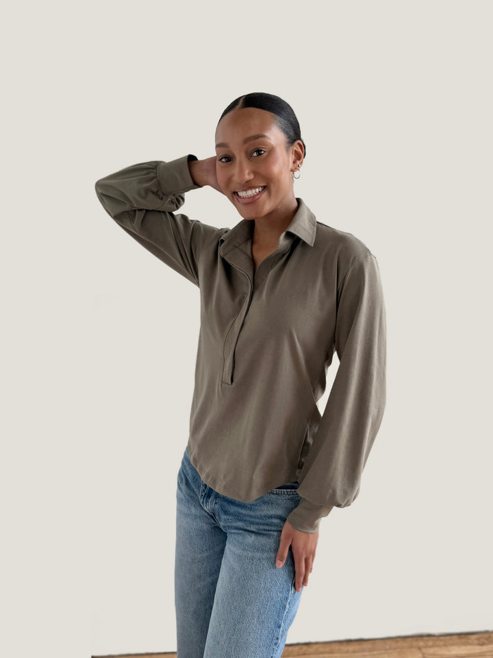 KAILYN jersey top in Silver Sage