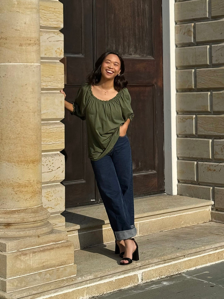 DELPHINE top in Meadow Green