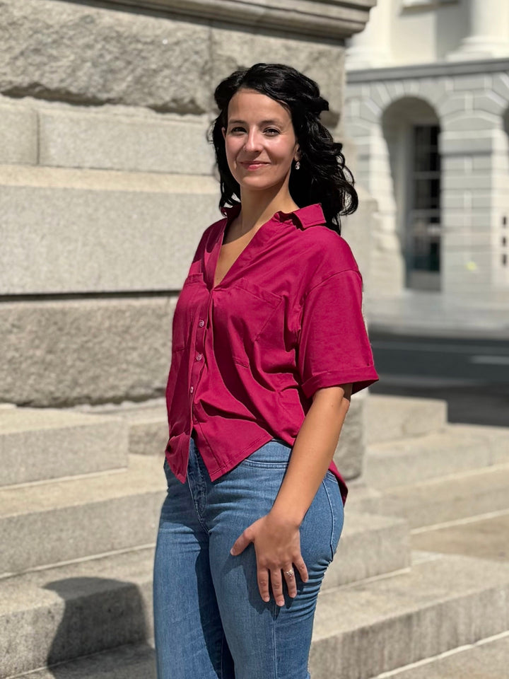 BEVERLY top in Garnet Pink