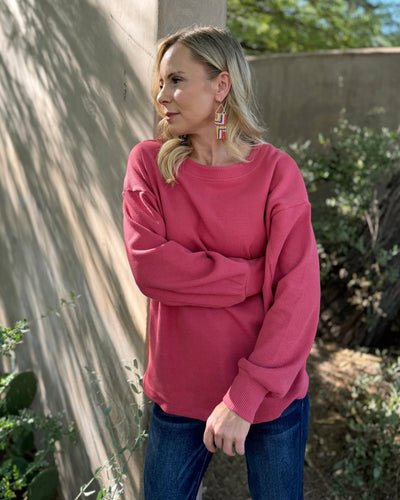 HORIZON waffle knit top in Soft Hibiscus