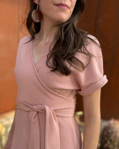 ALOE waffle knit dress in Earthy Rose