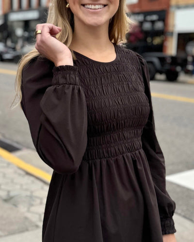 LYRIC smocked top in Chocolate Torte