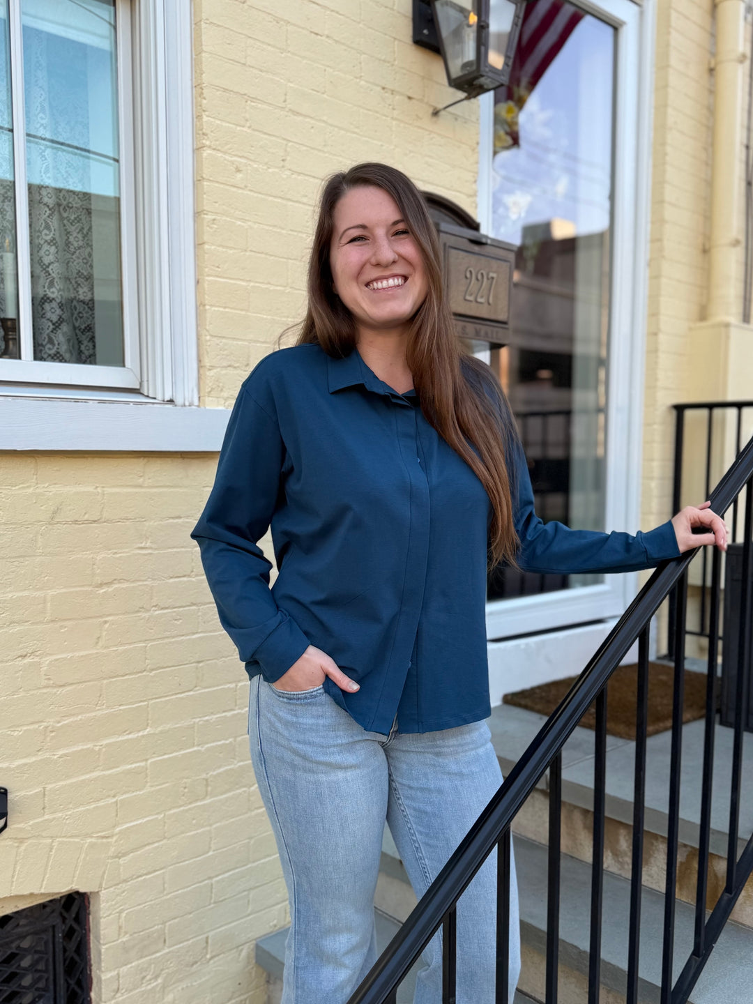 DEVON blouse in Atlantic Blue