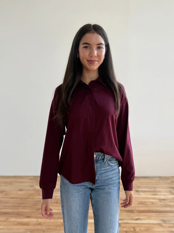 LINDSEY blouse in Merlot
