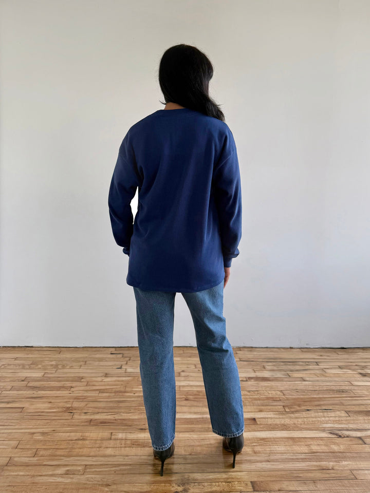 RILEY waffle knit cardigan in Blue Depths