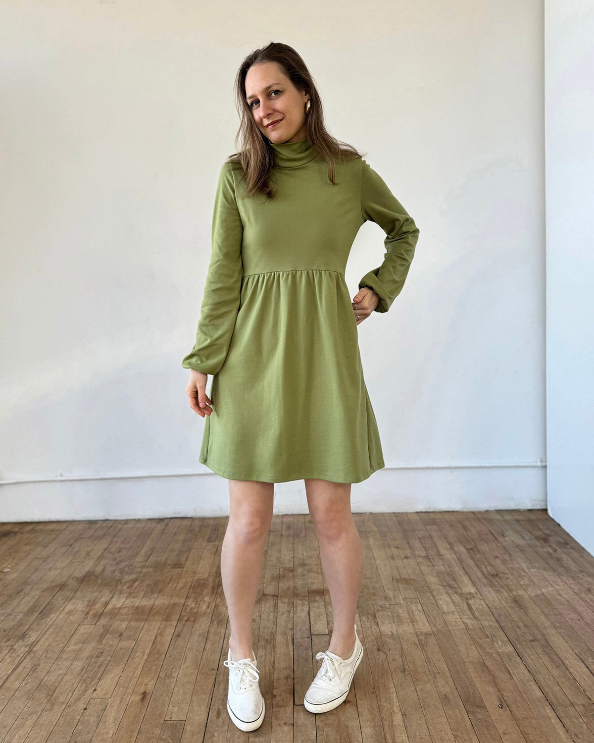 HELENE doubleknit dress in Grass Green