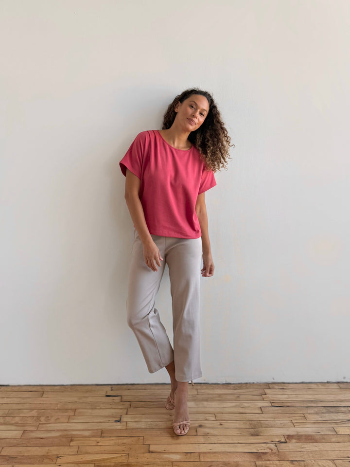 JEANINE heavy-knit top in Soft Hibiscus