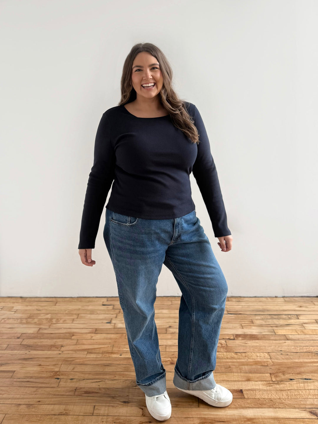 MALIA rib-knit top in Midnight Navy