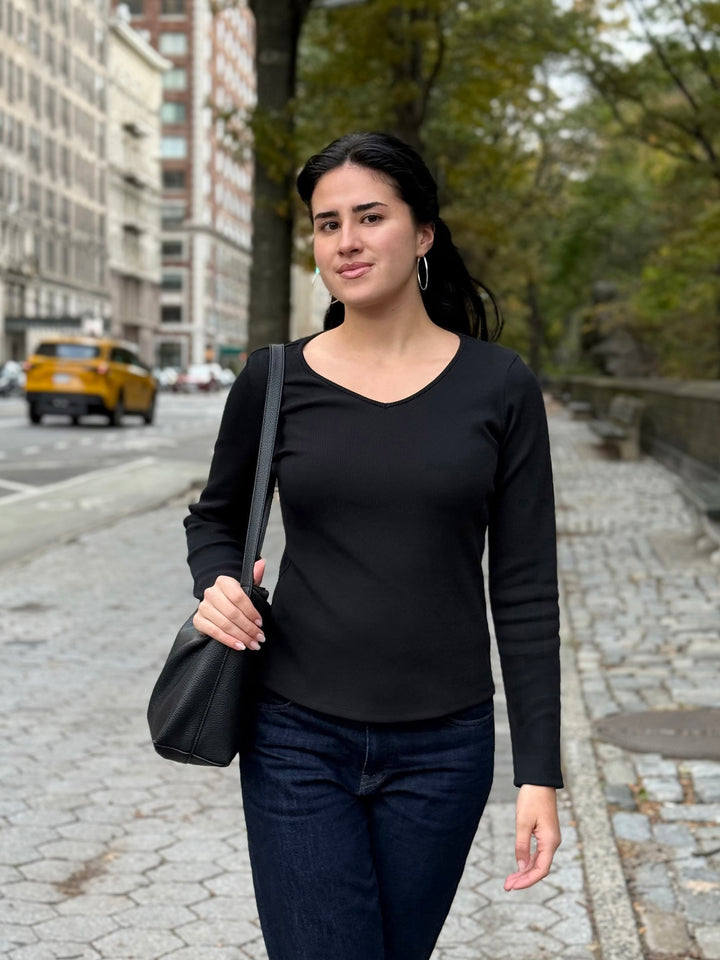 VERA rib-knit top in Black