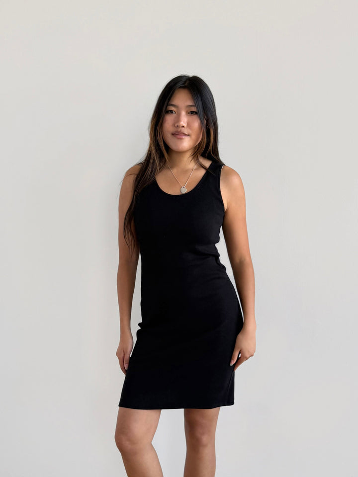 ROMY rib-knit dress in Black